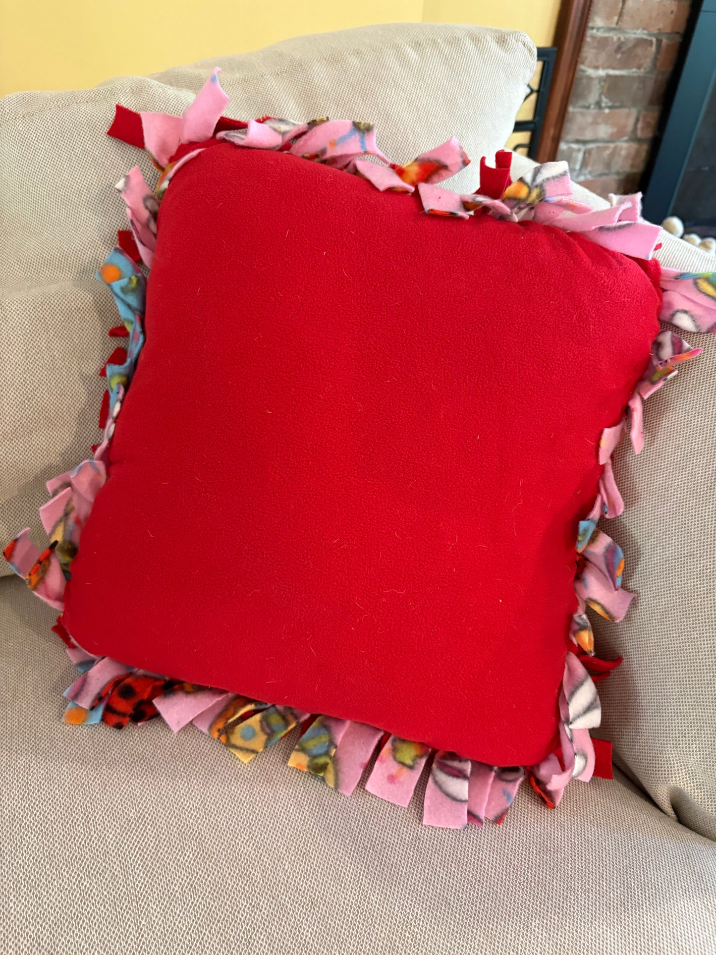 Fleece Tie Pillow – Butterfly, Ladybug & Dragonfly Print