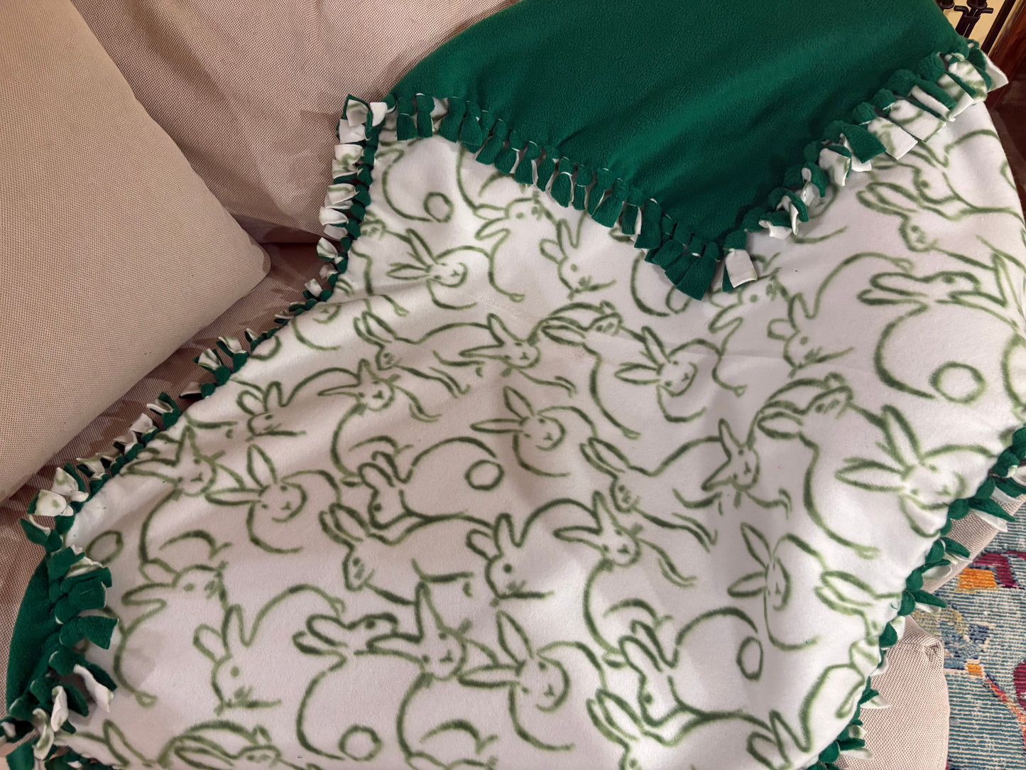 Fleece Tie Baby Blanket (Bunny Theme)