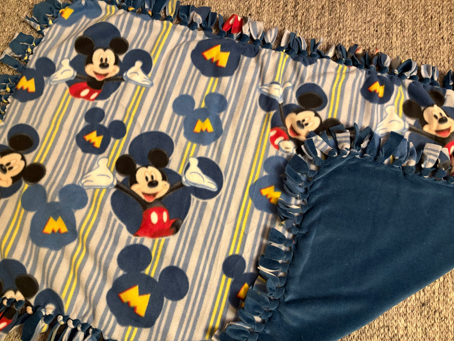 Fleece Tie Baby Blanket (Mickey Mouse Theme)