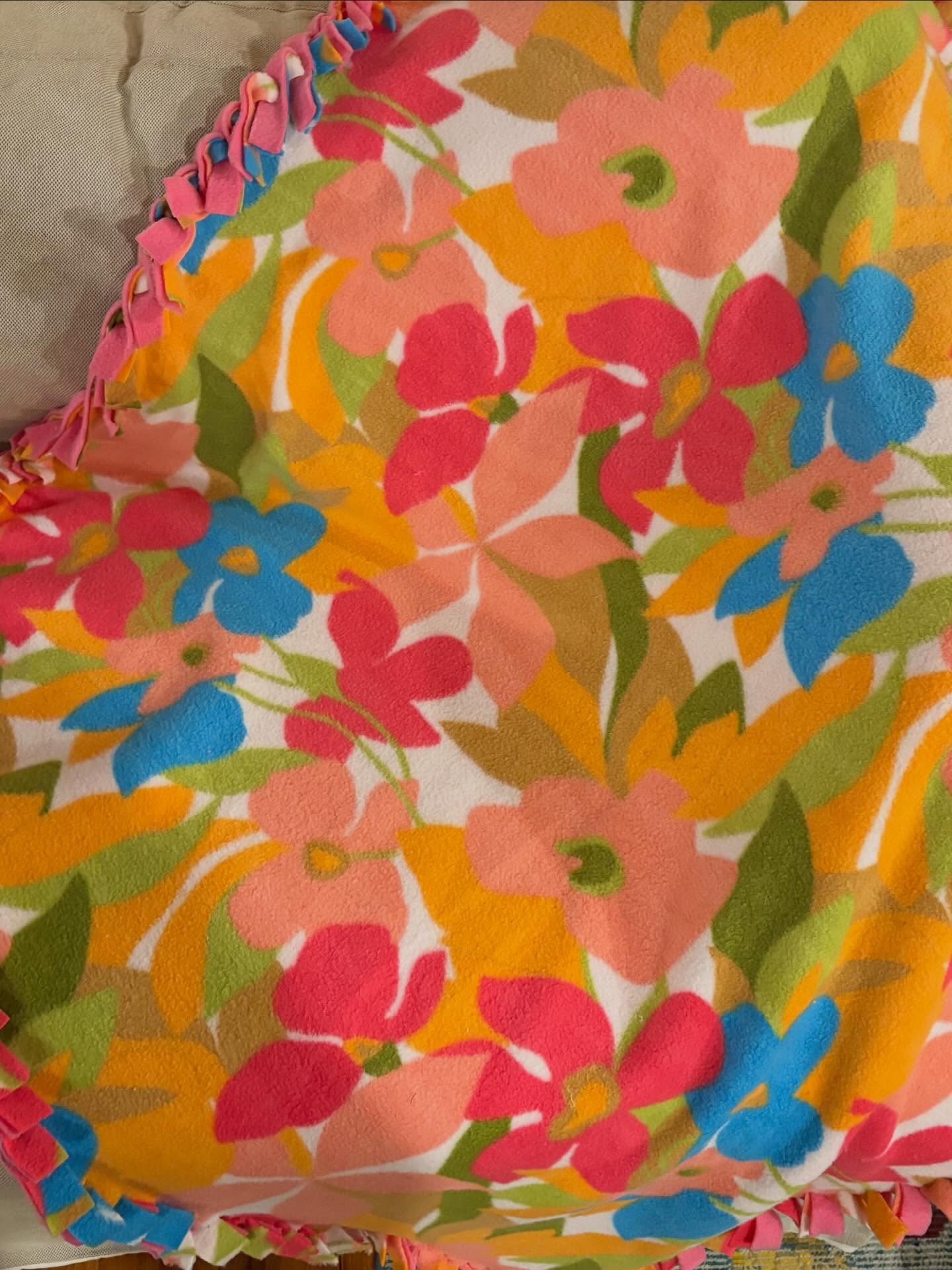 Fleece Tie Blanket with Braided Edge