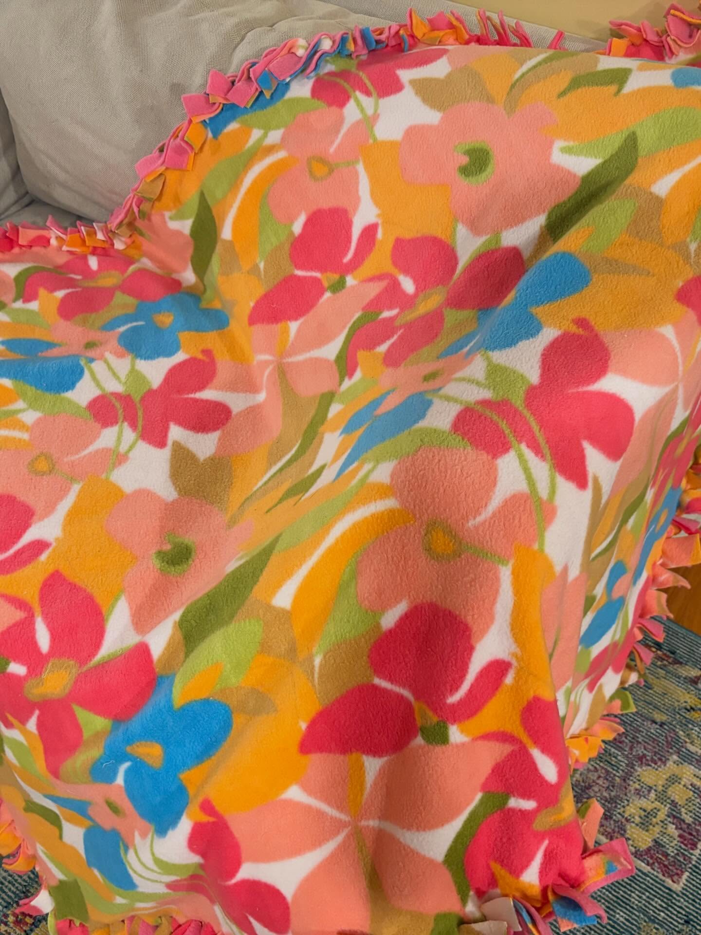 Fleece Tie Blanket with Braided Edge