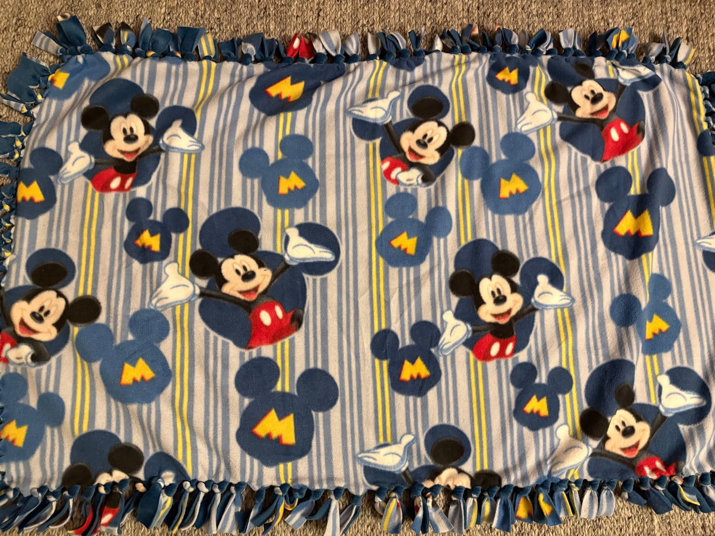 Fleece Tie Baby Blanket (Mickey Mouse Theme)