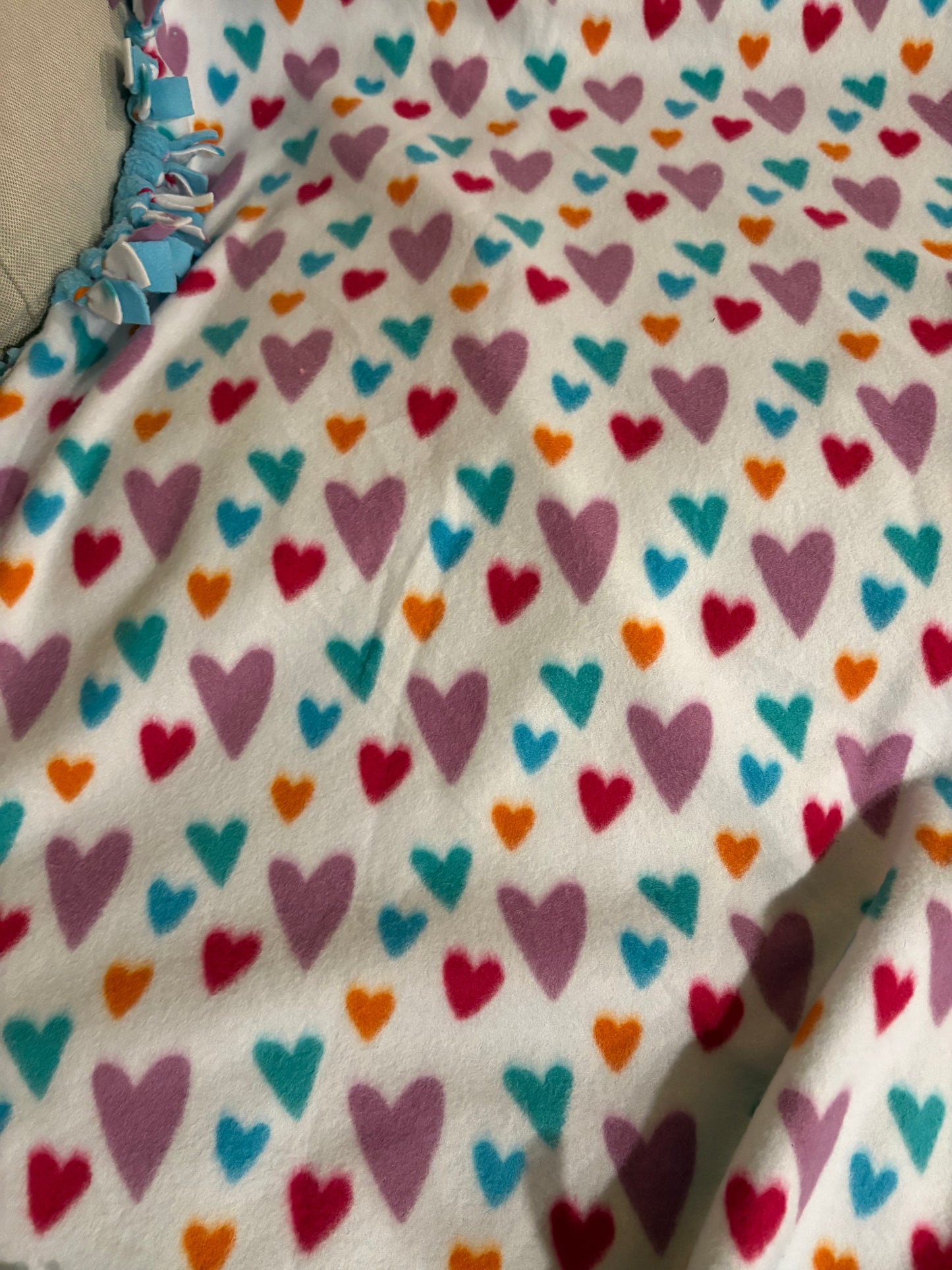 Fleece Tie Blanket ( Hearts Theme)