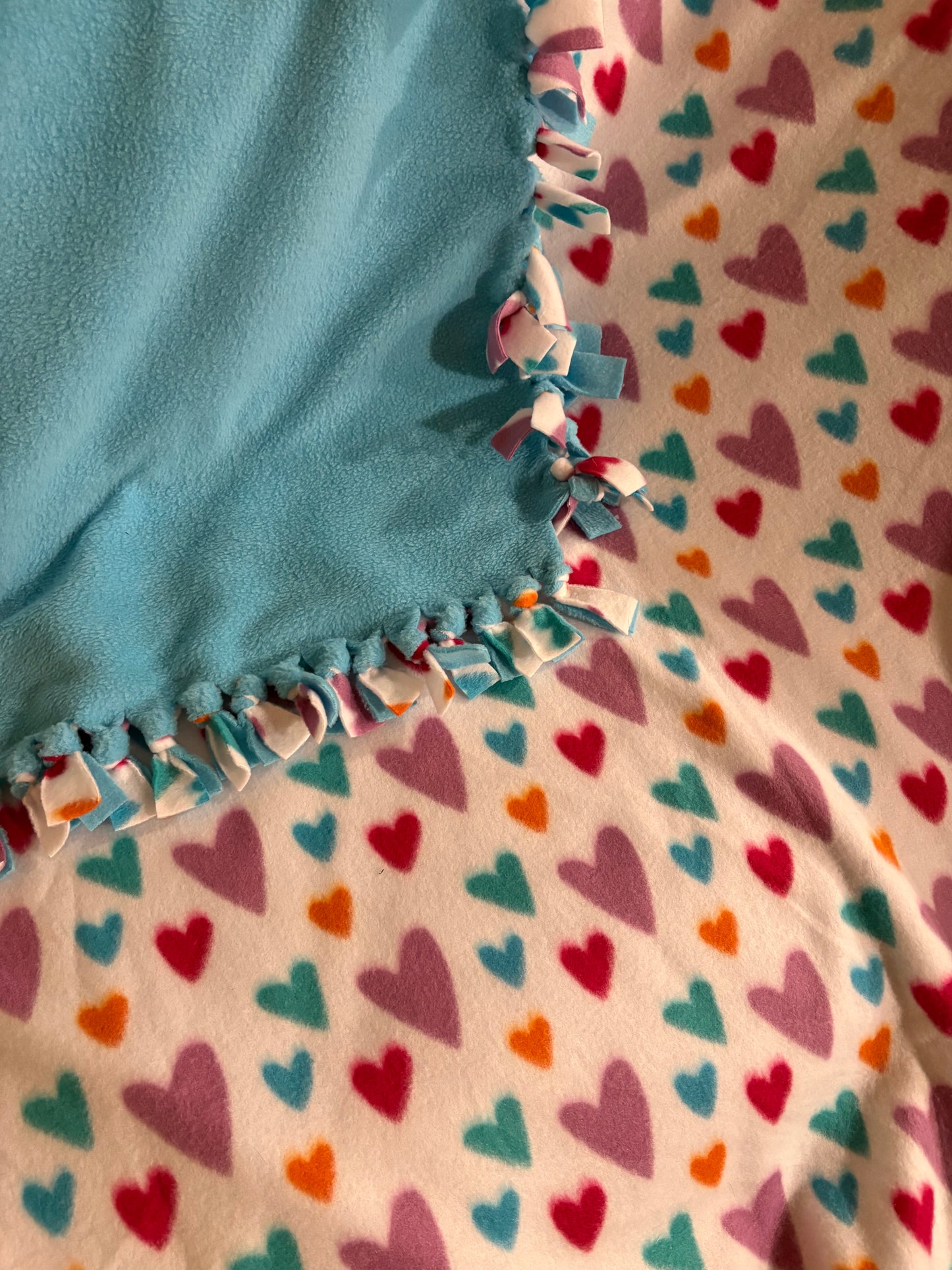 Fleece Tie Blanket ( Hearts Theme)