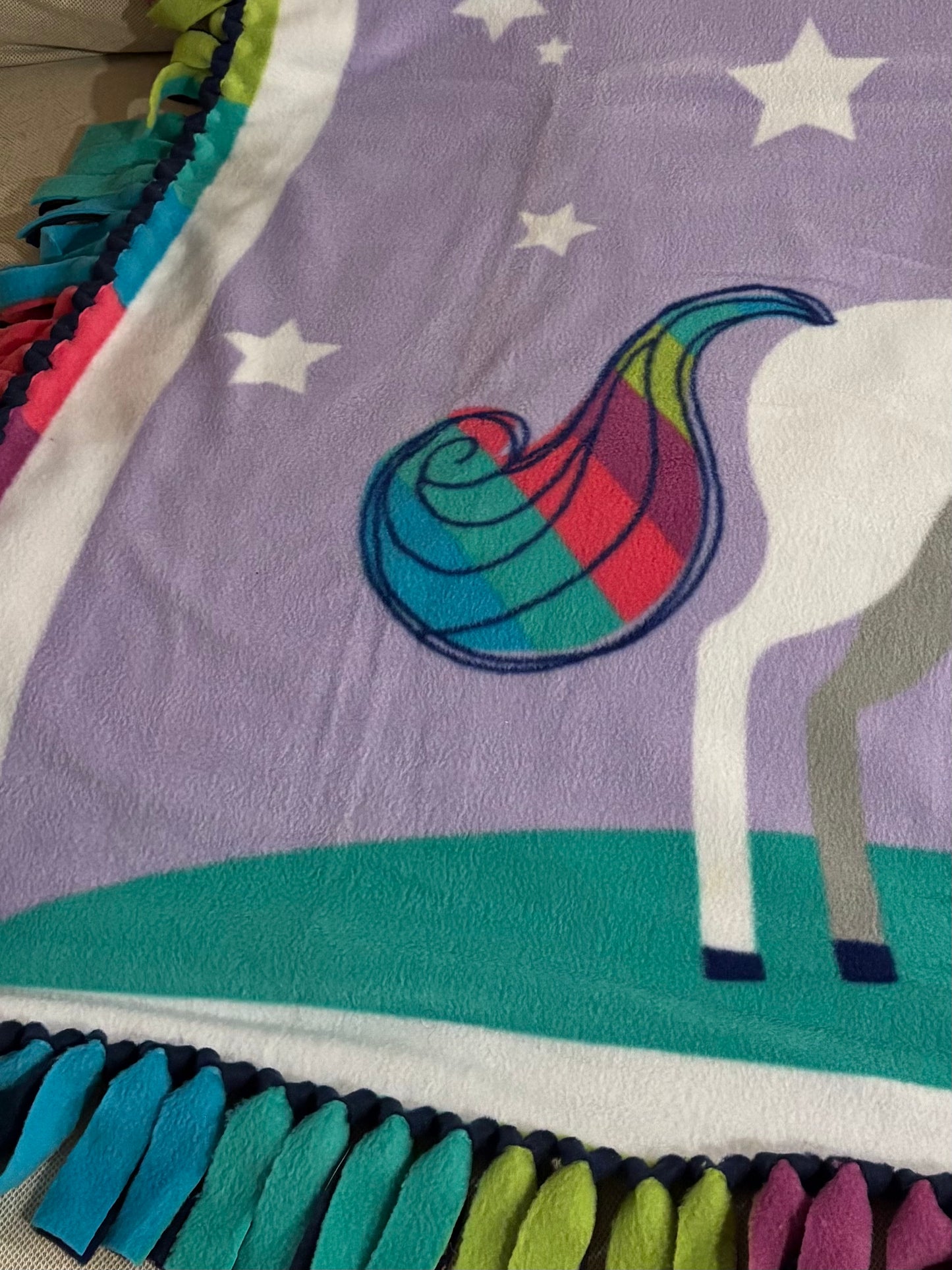 Fleece Tie Blanket (Stars and Unicorn Theme)