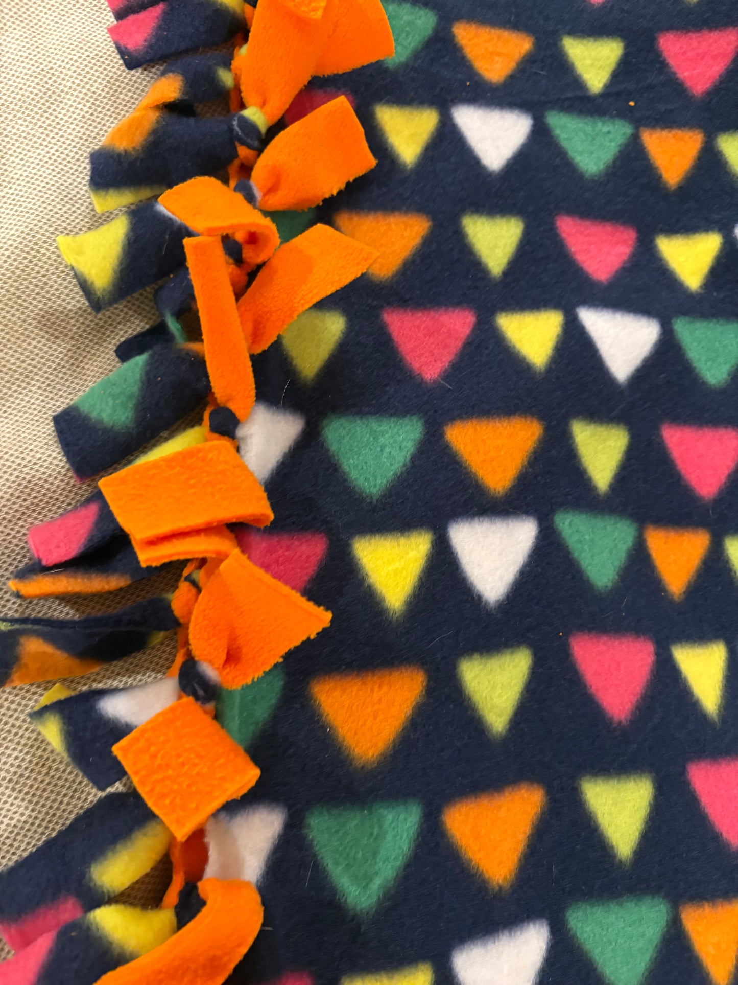 Fleece Tie Blanket - Bright Colorful Triangles